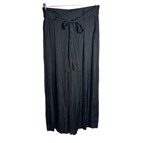 Mango Suit Black Satin Wide Leg Pants, NWT, Large - Picture 1 of 7
